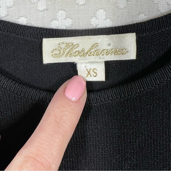 Shoshanna Black Gold Ruffle Sleeve Knit Dress - Picture 2 of 8